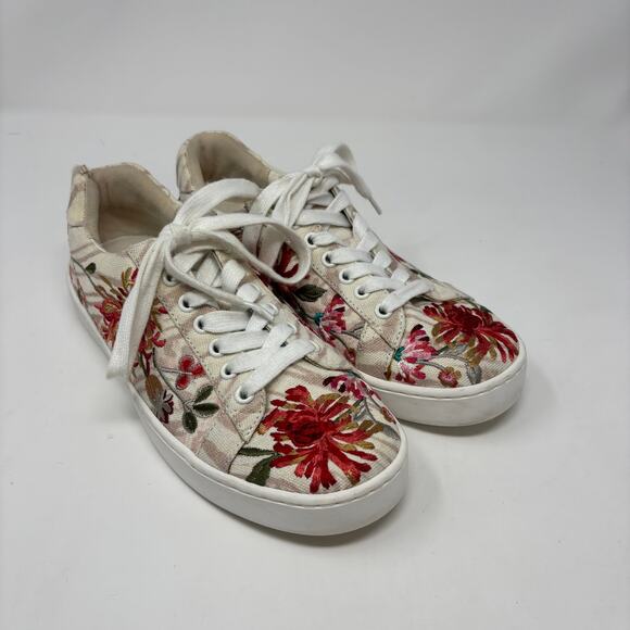 Johhny Was Womens Sz6 Jayla Floral Multicolor Embroidered Low-Top Sneakers - Picture 1 of 10